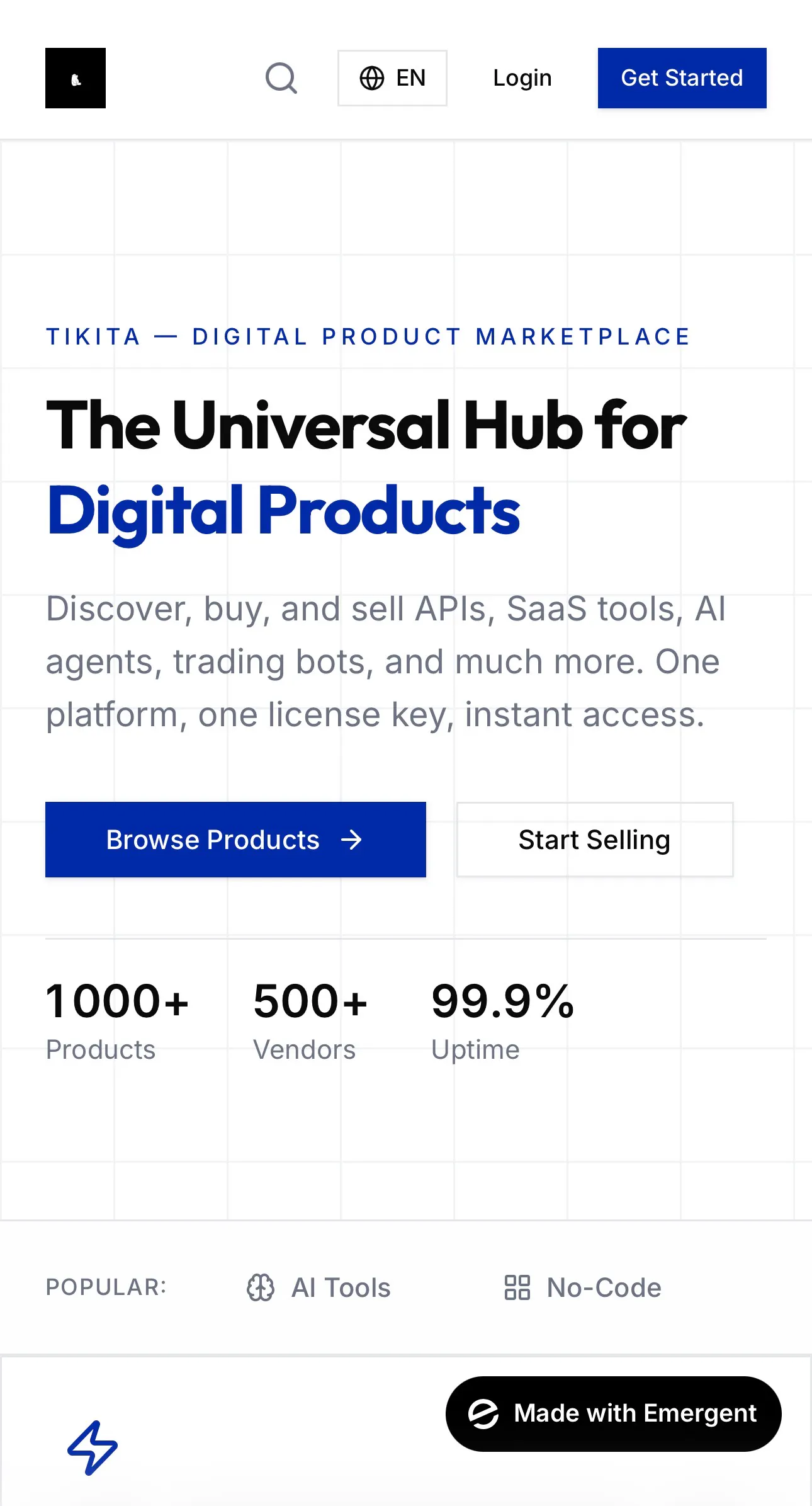 TIKITA digital marketplace のプロダクトバナー