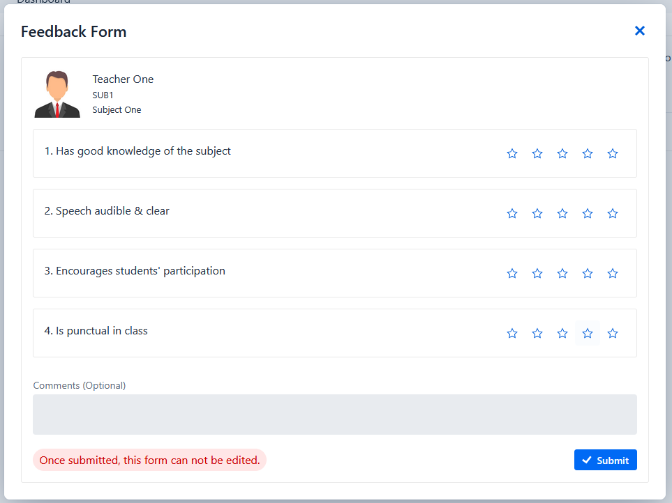 Student Feedback System - Screenshot 2 showing product features and functionality
