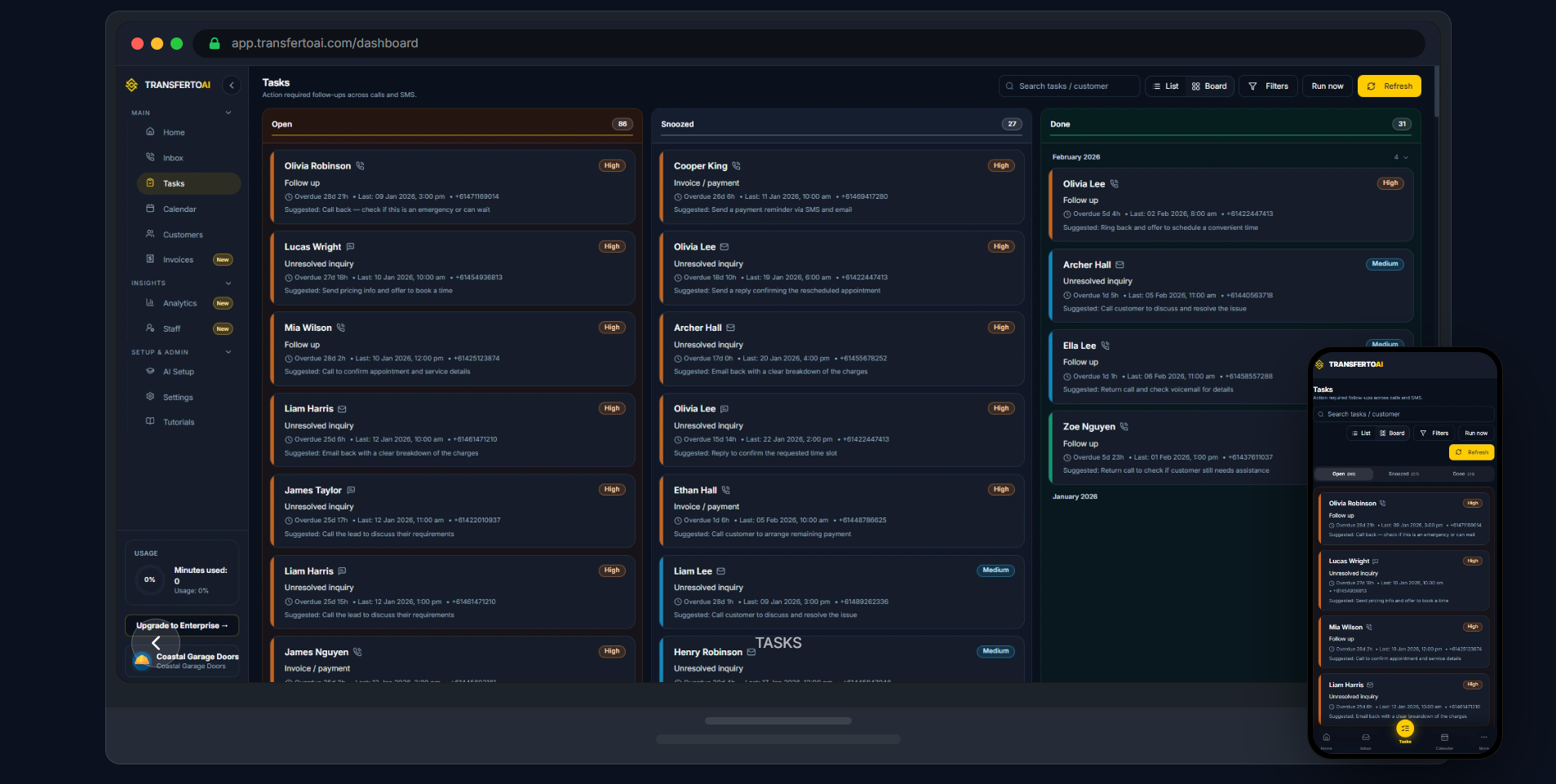 TransferToAI | Australia AI Receptionist - Screenshot 3 showing product features and functionality