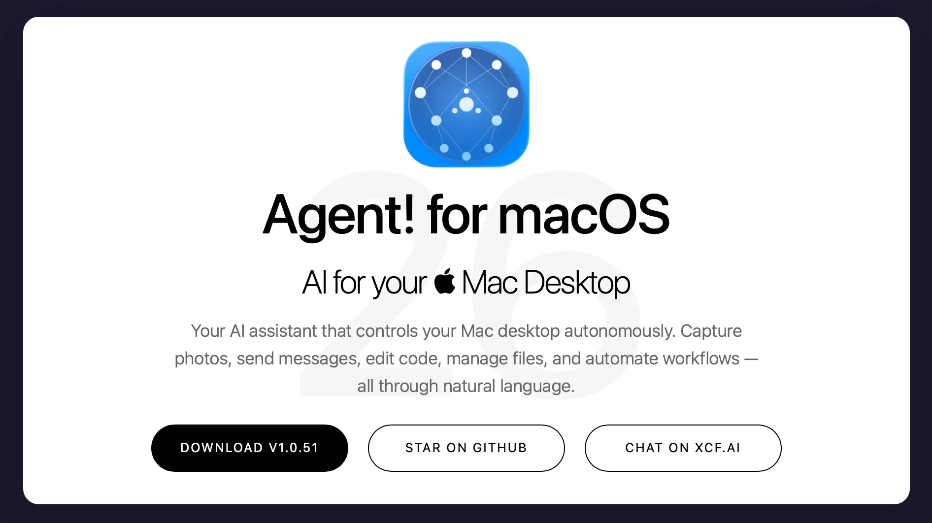 Banner del producto Agent! for macOS
