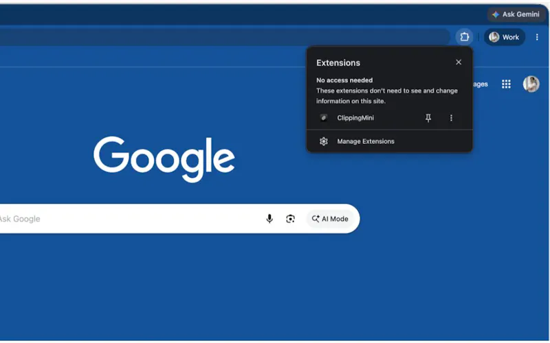 ClippingMini for Chrome screenshot 1