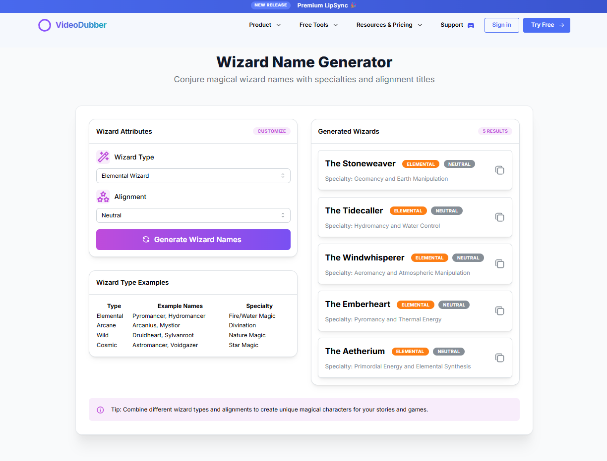Wizard Name Generator gallery image