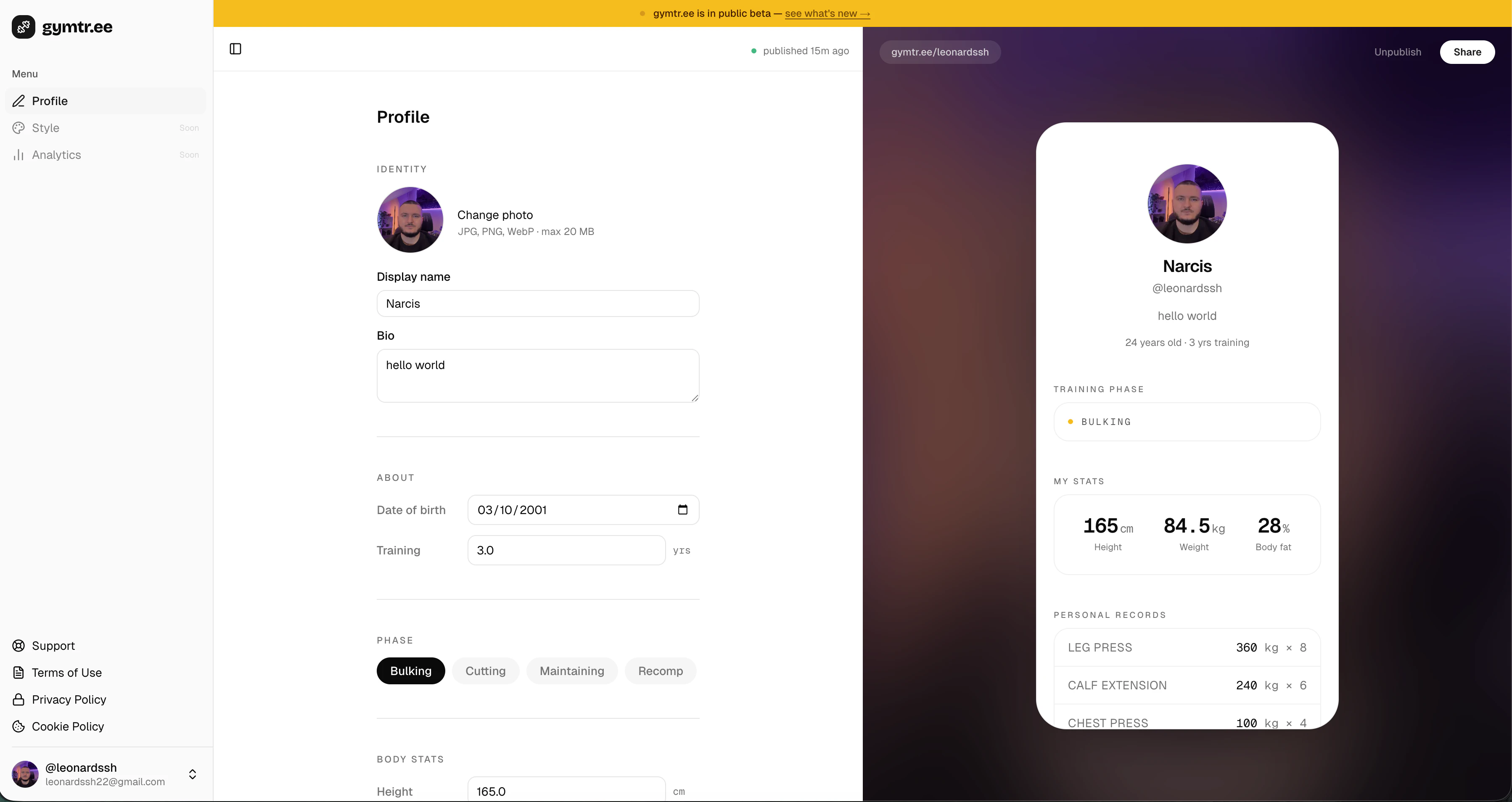Gymtr.ee screenshot 2