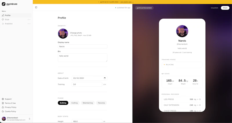 Gymtr.ee screenshot 2
