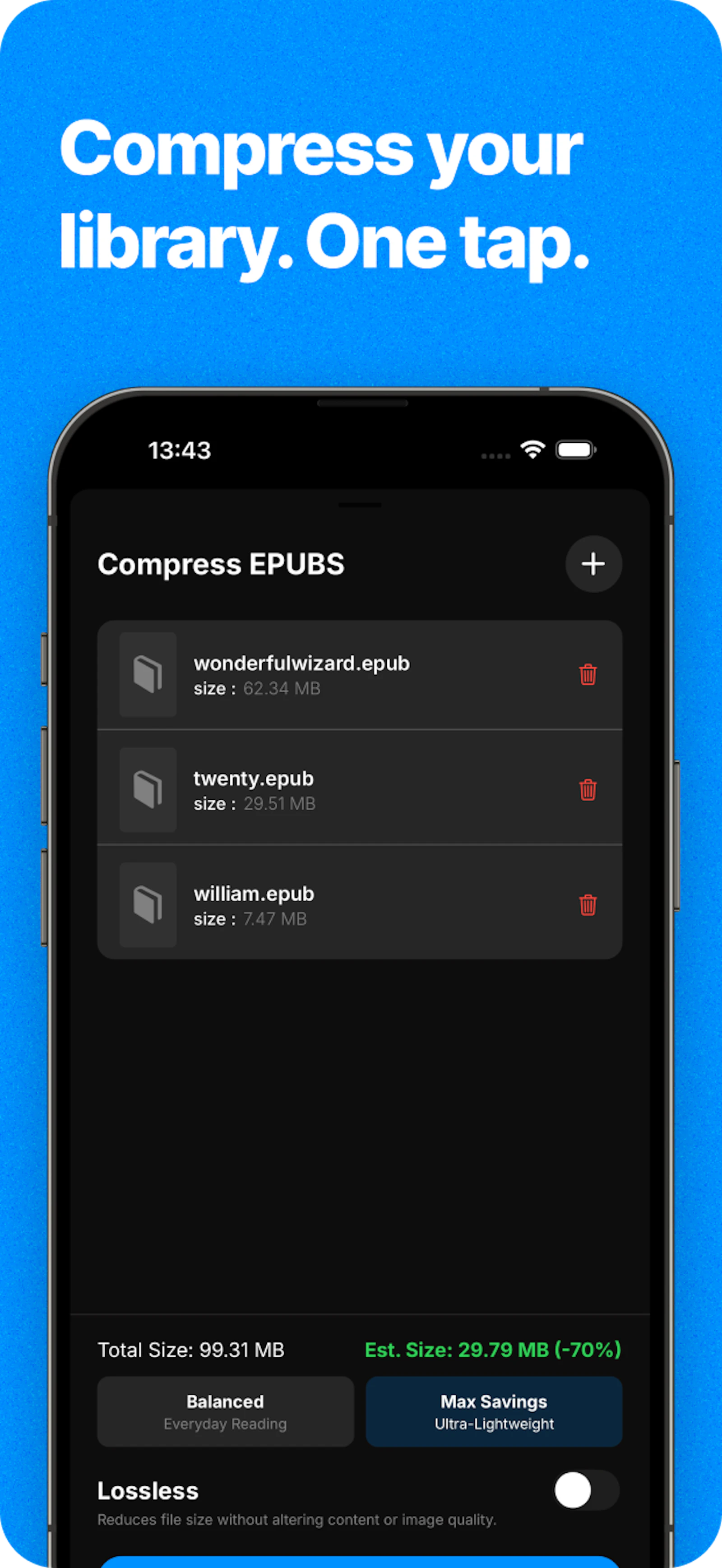 EPUB Compressor screenshot 2