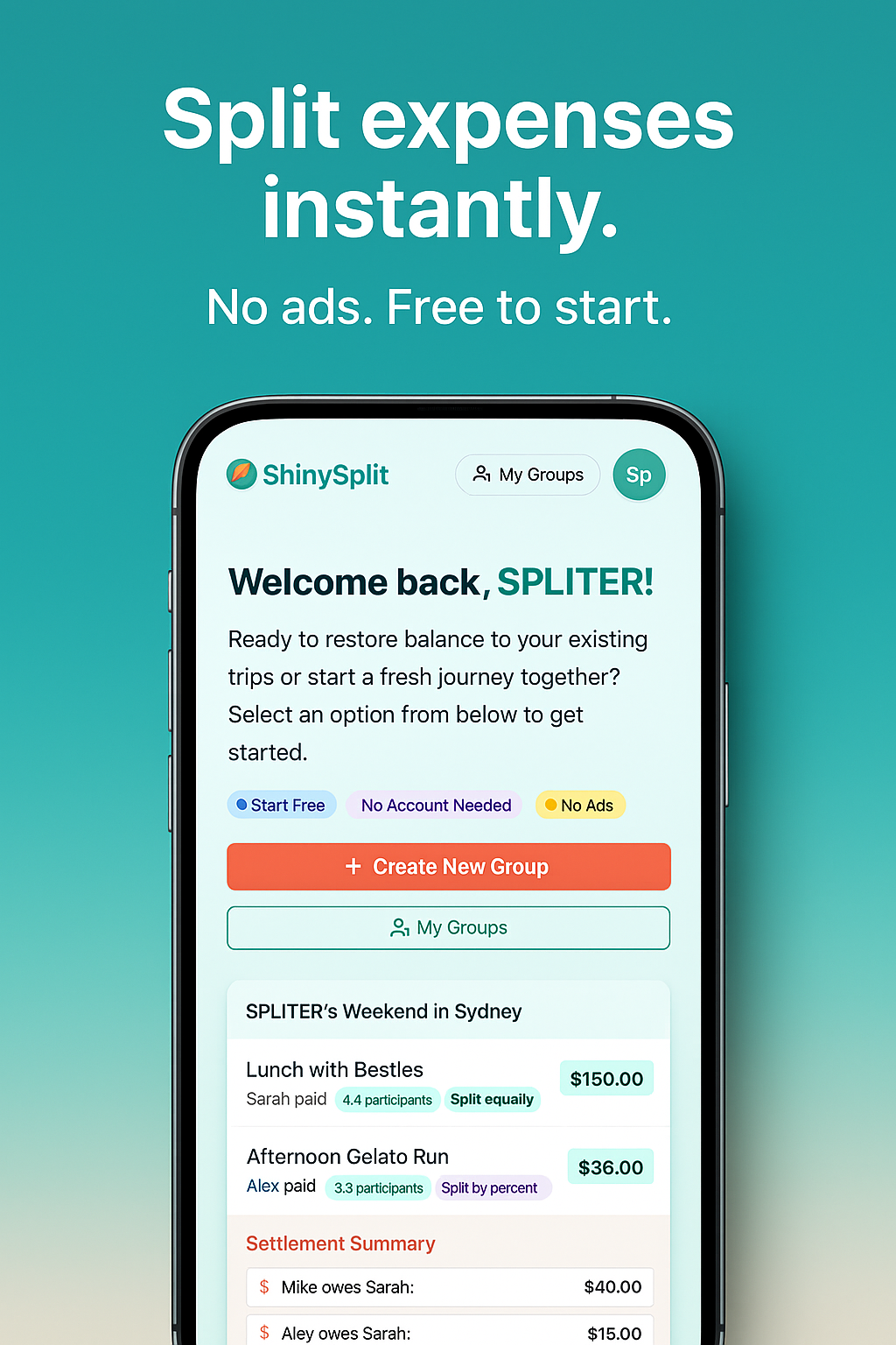 وسائط shinysplit - طريقة خالية من الإجهاد ويب الأول لتقسيم نفقات المجموعة 2