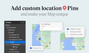 Custom pop-ups and tooltips on an interactive map, enhancing user engagement.