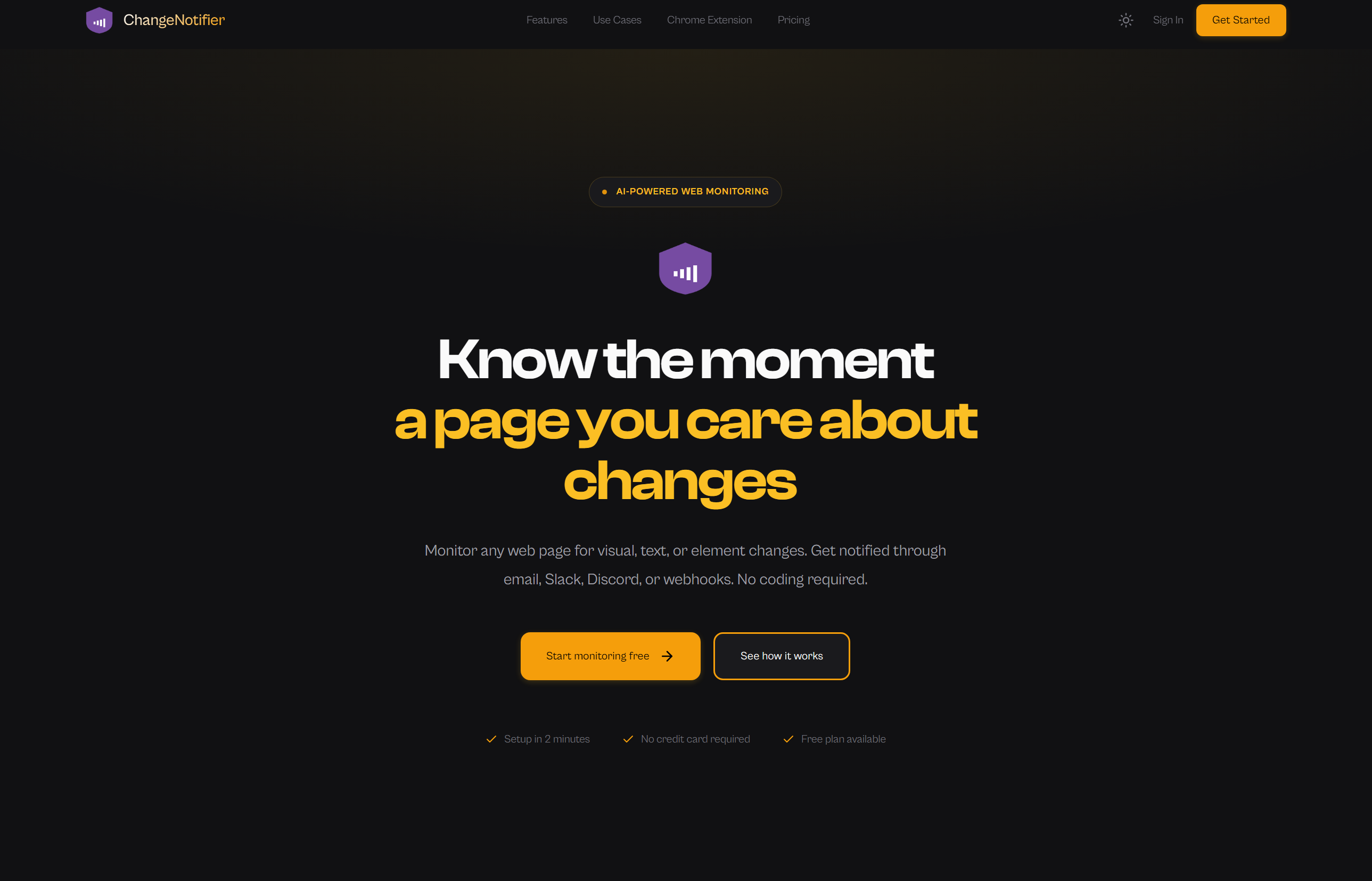 ChangeNotifier - Main product screenshot demonstrating key features and user interface