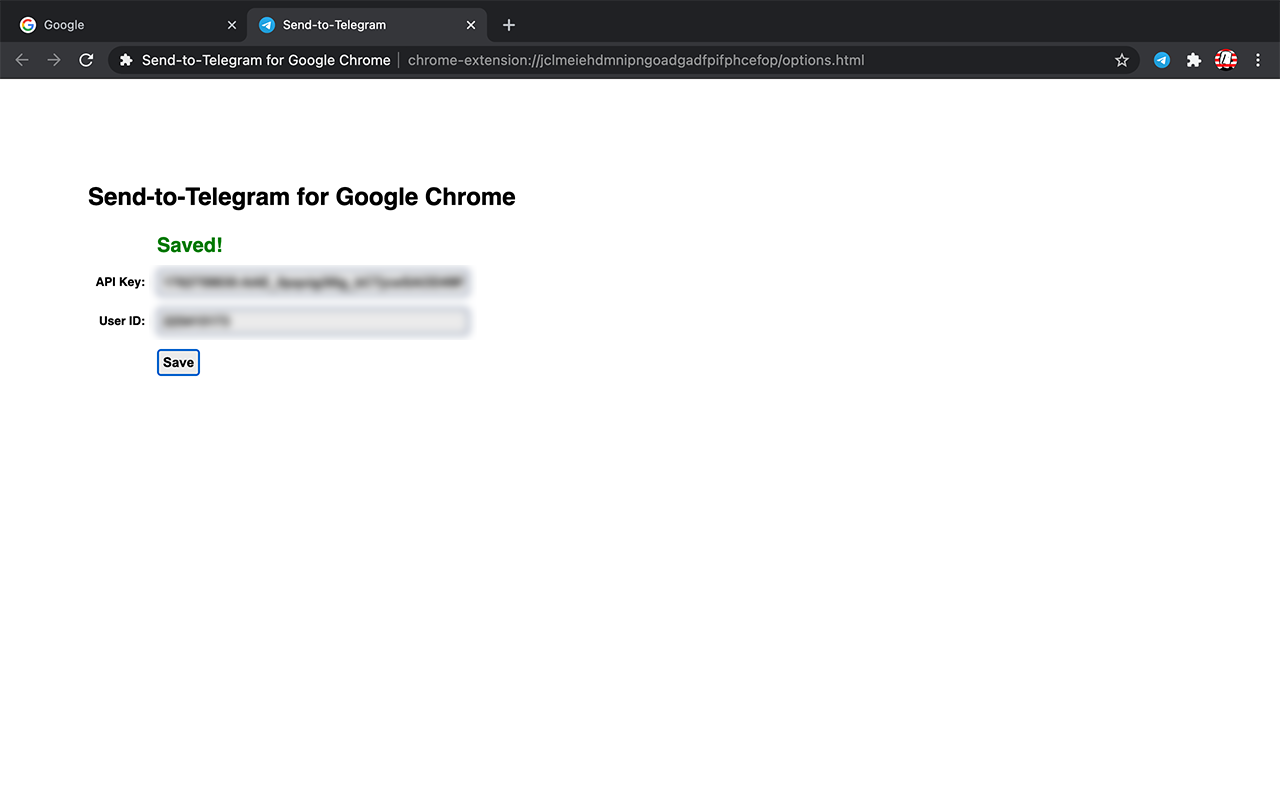 Send to Telegram: A Chrome Extension gallery image