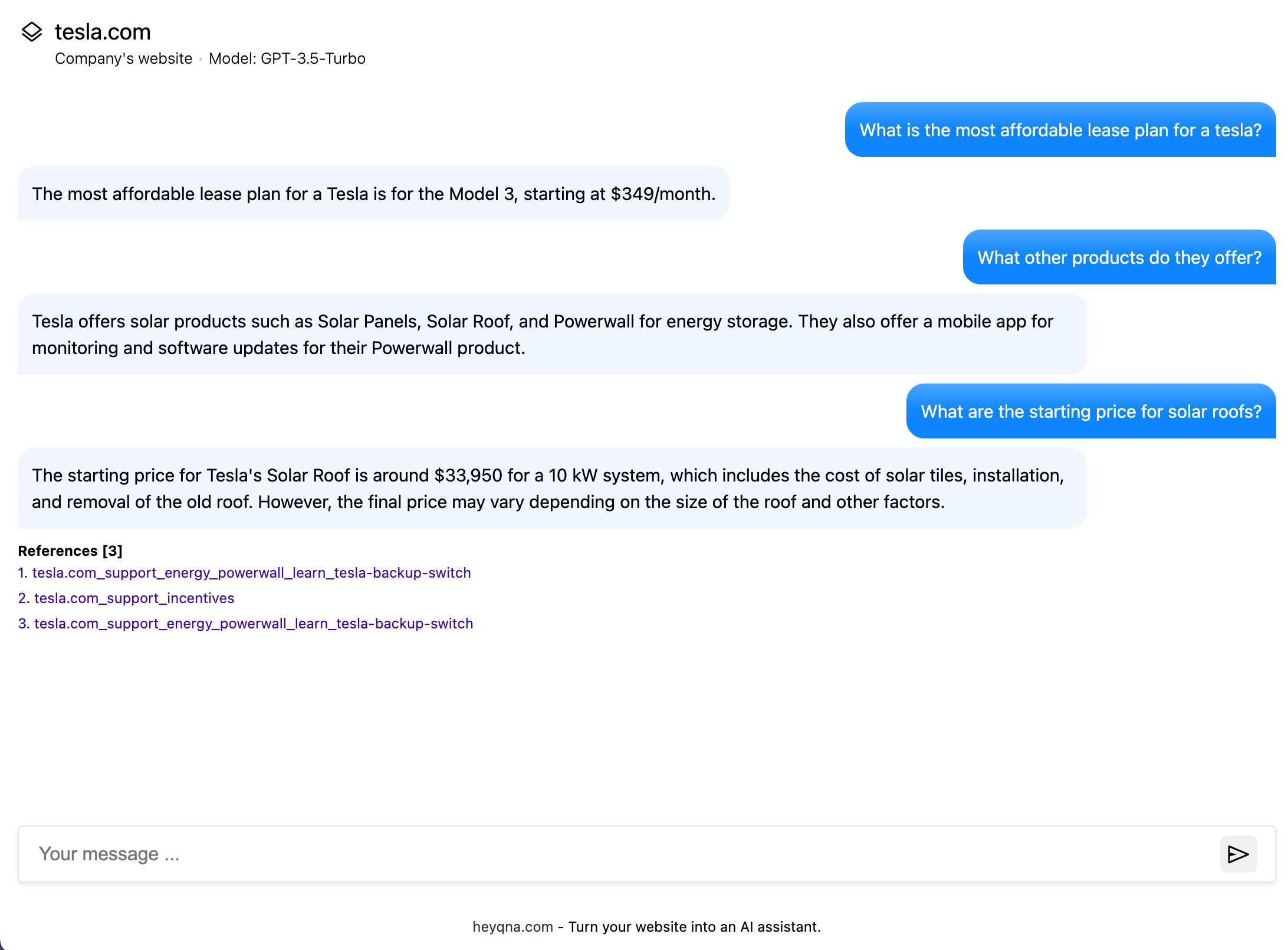 Heyq & a - Verwandeln Sie Ihre Website in wenigen Minuten in einen AI -Chatbot Medien 3