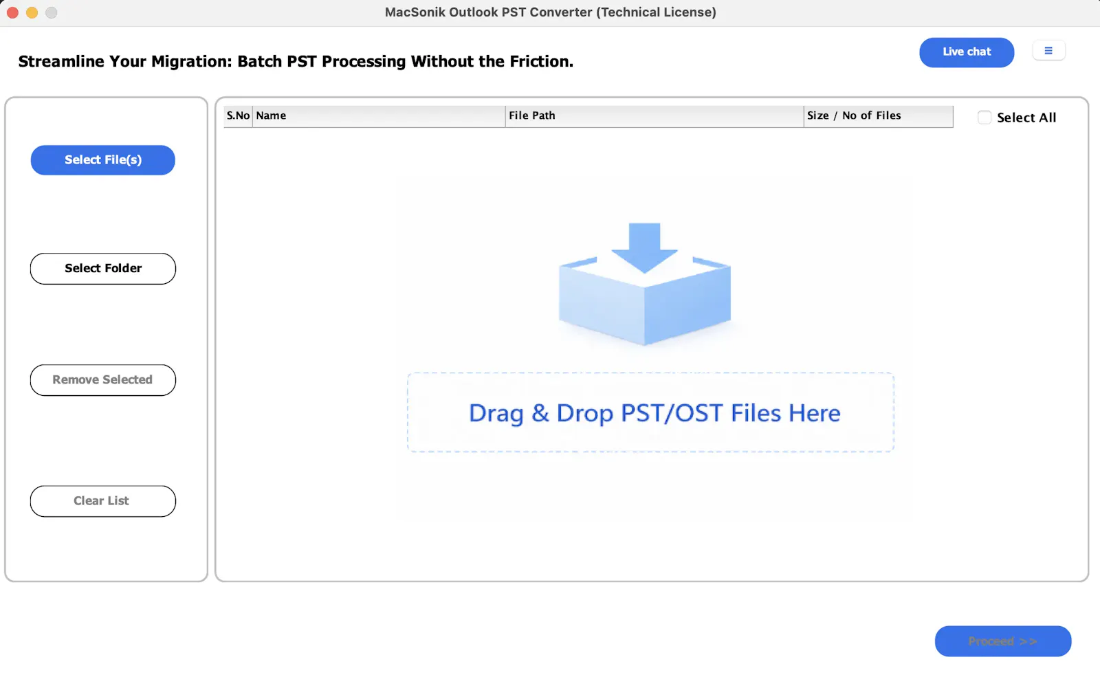 MacSonik Outlook PST Converter Tool screenshot 1