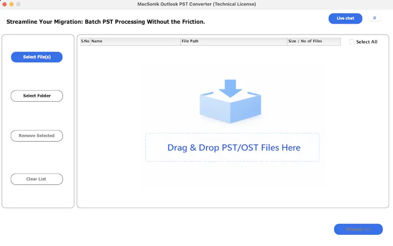 MacSonik Outlook PST Converter Tool screenshot 1
