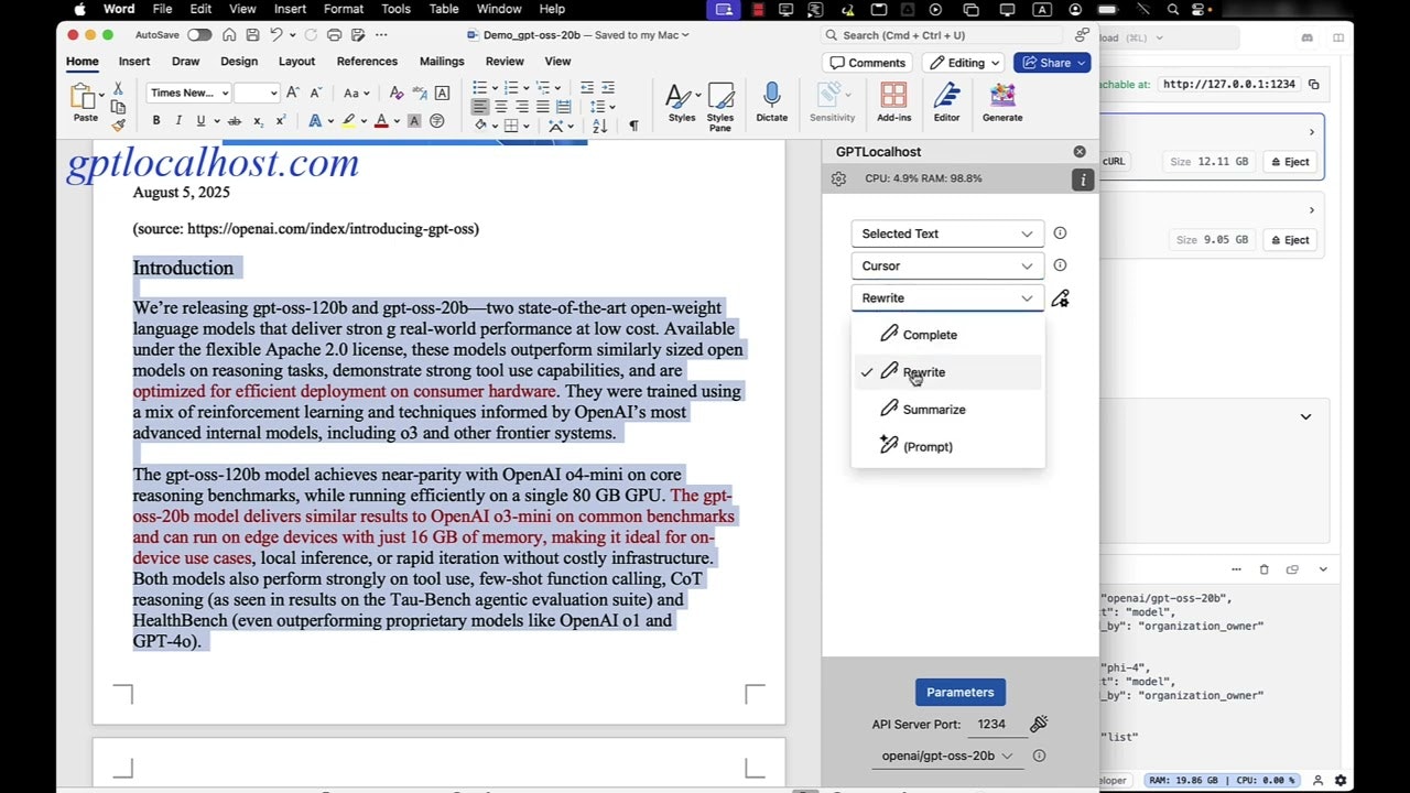 GPTLocalhost: use local LLMs in Word gallery image