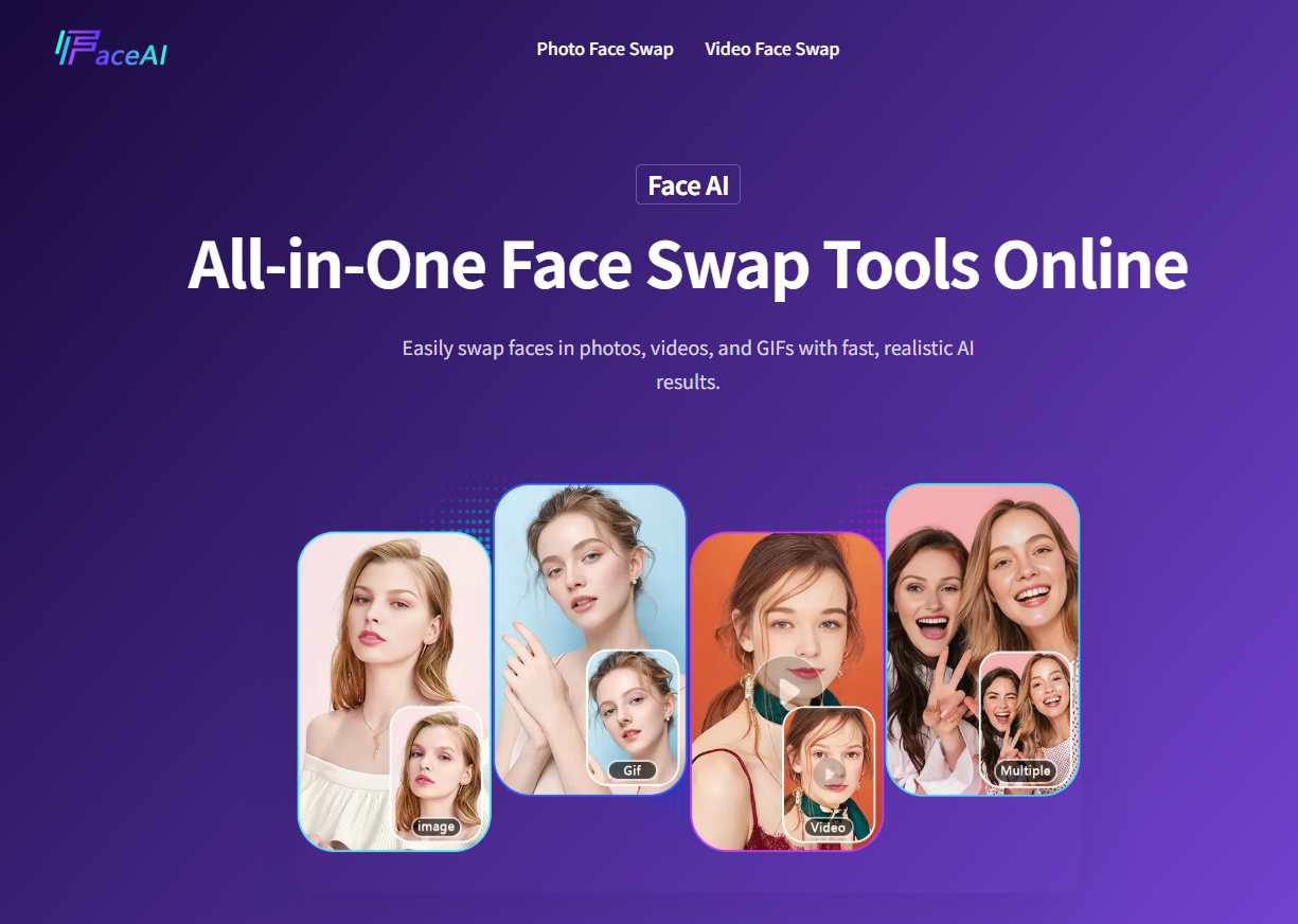 FaceAI - Main screenshot showing features and interface