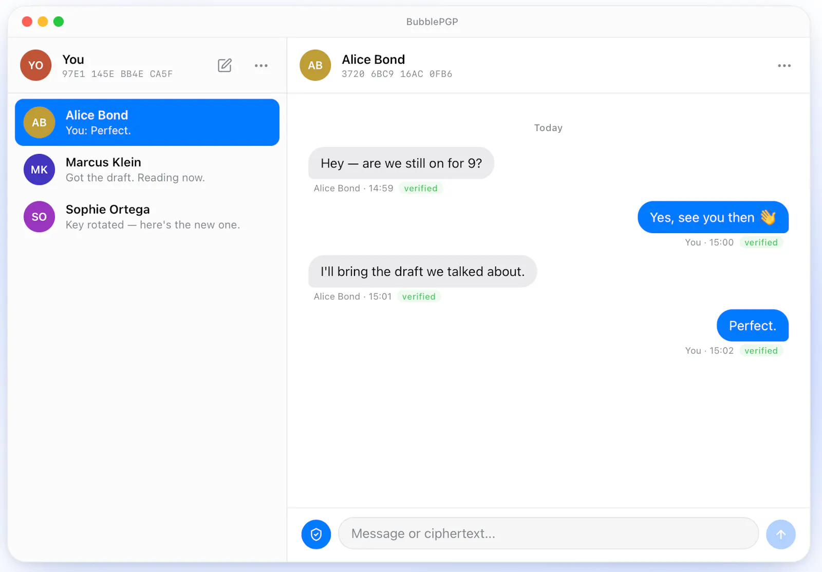 BubblePGP screenshot 1