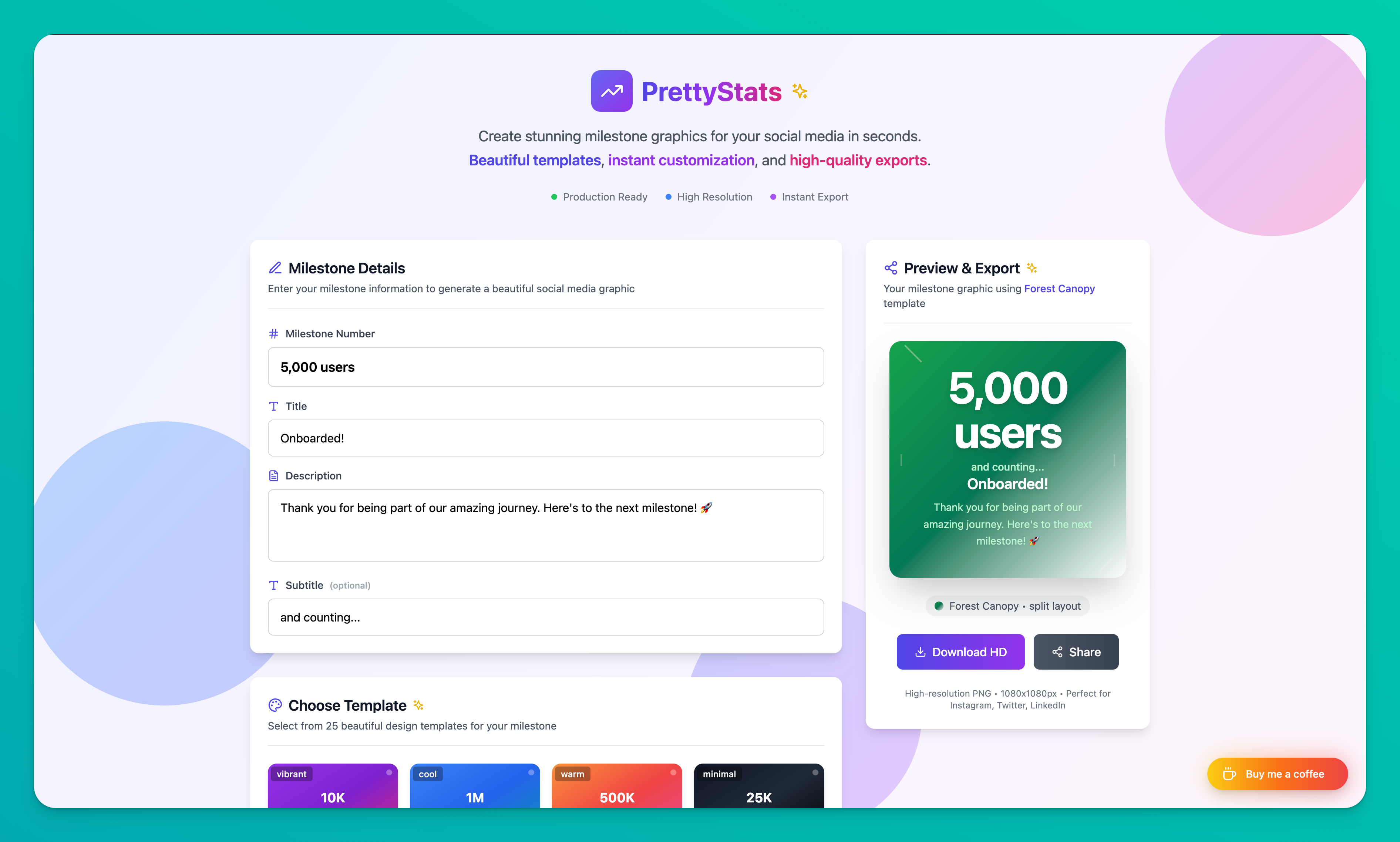 Prettystats - Cree gráficos bastante hitos para las redes sociales en segundos media 4