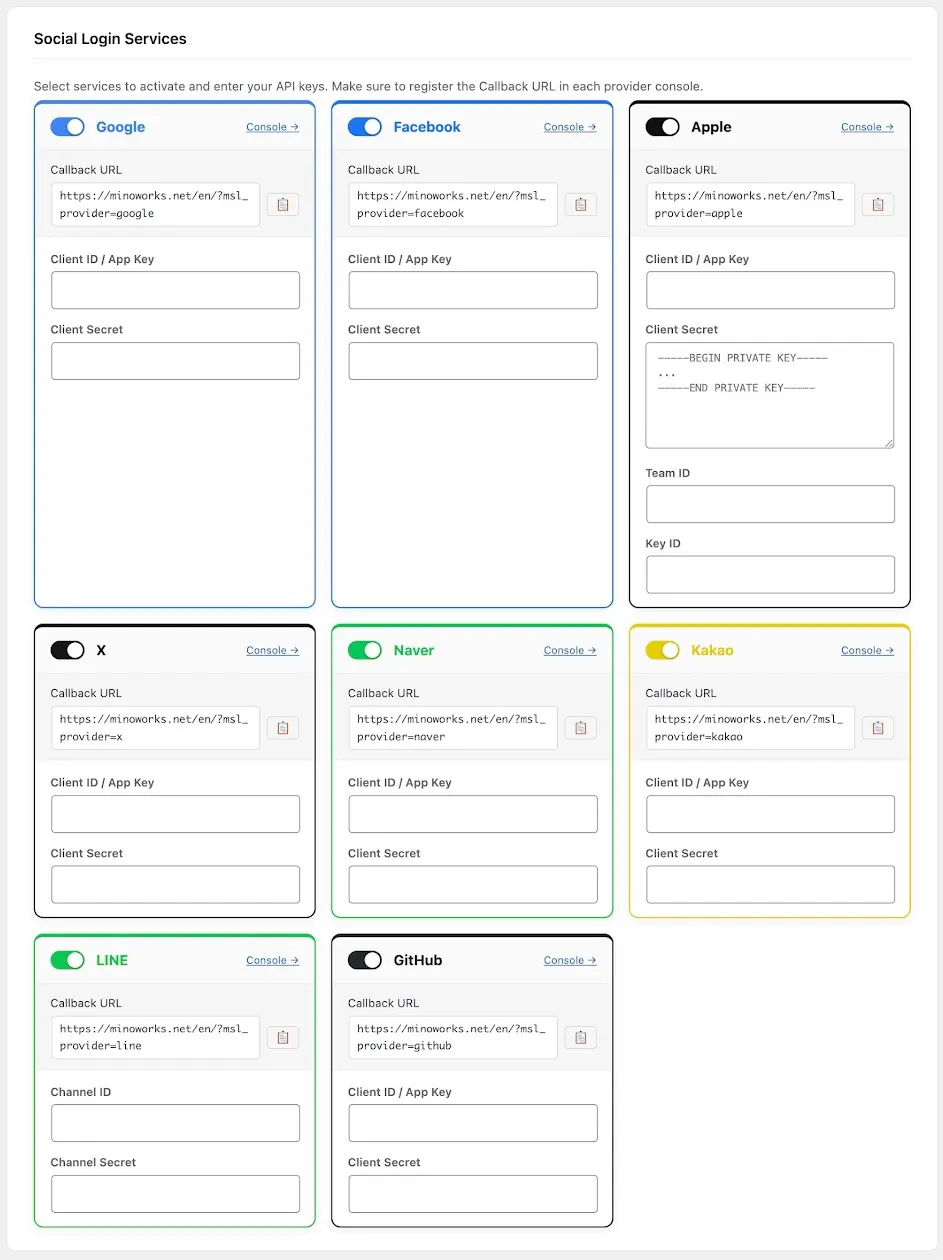 Minoworks Social Logins WordPress Plugin gallery image