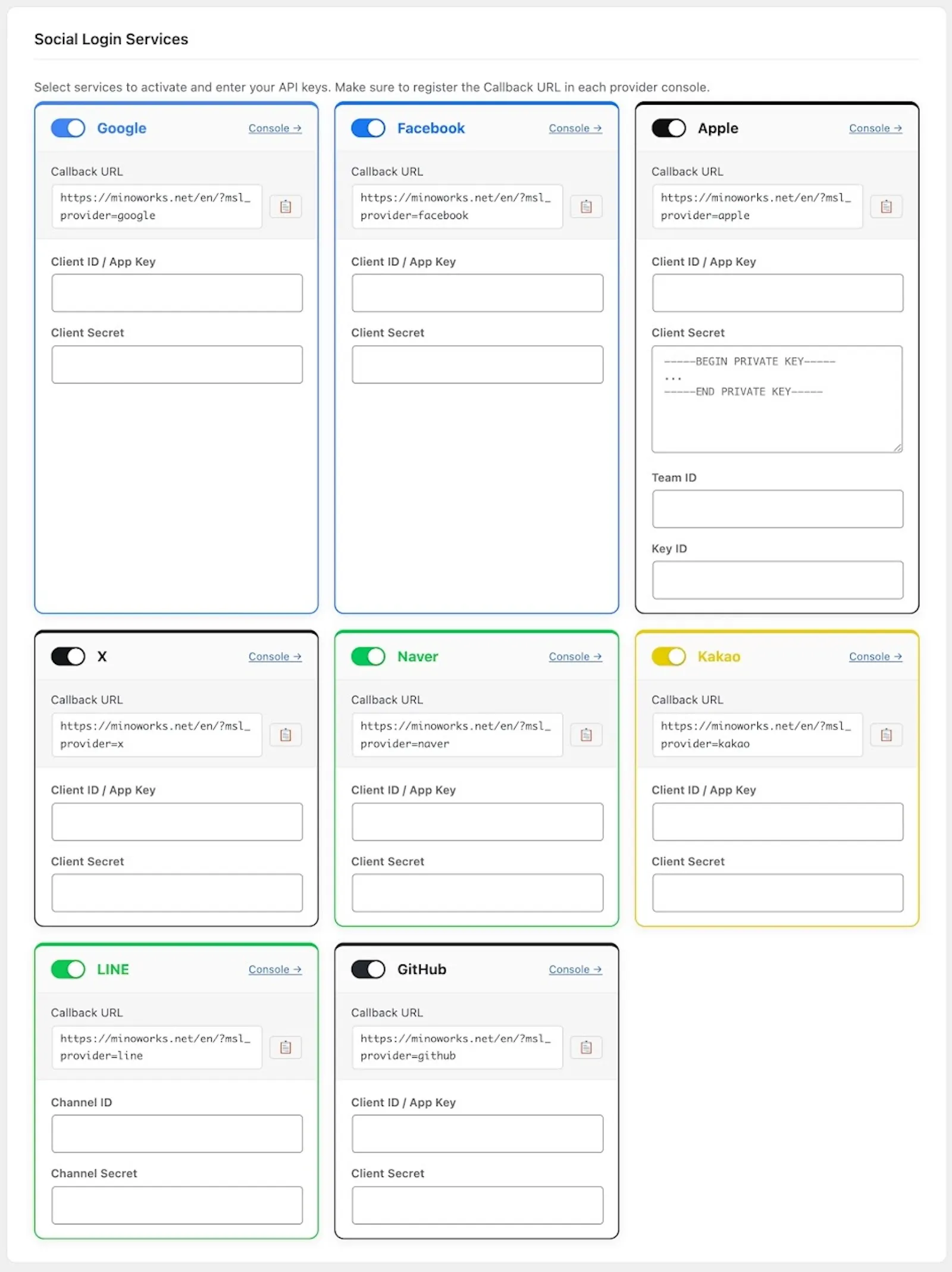 Minoworks Social Logins WordPress Plugin screenshot 2
