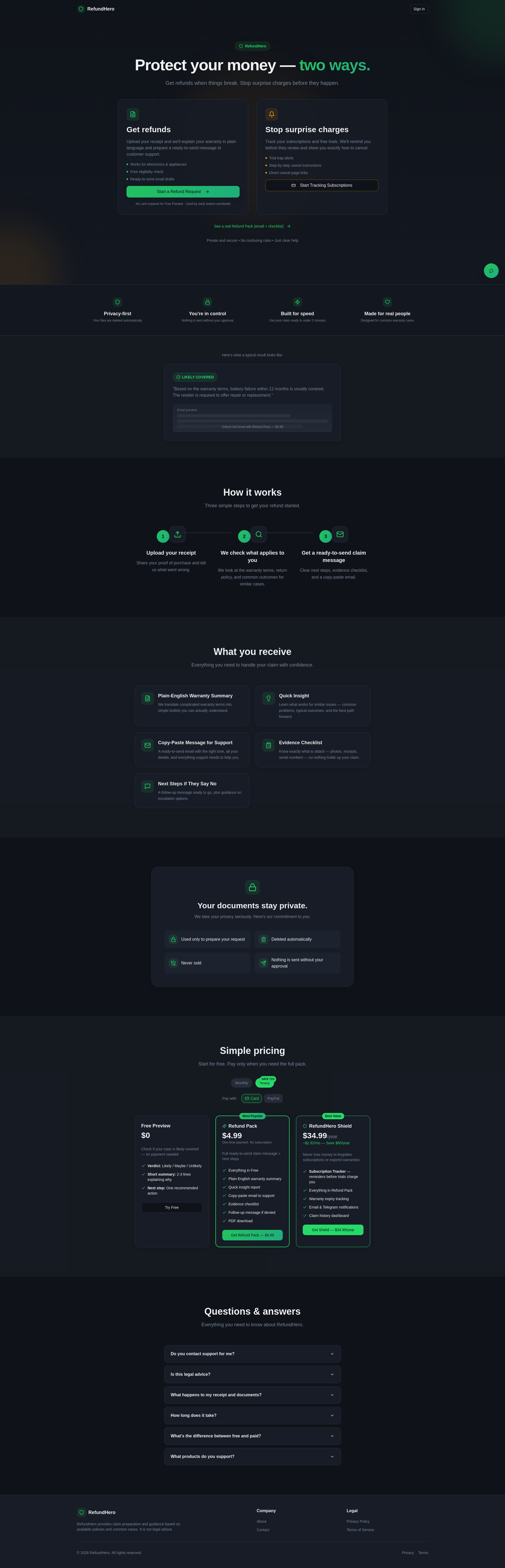 RefundHero - Main product screenshot demonstrating key features and user interface