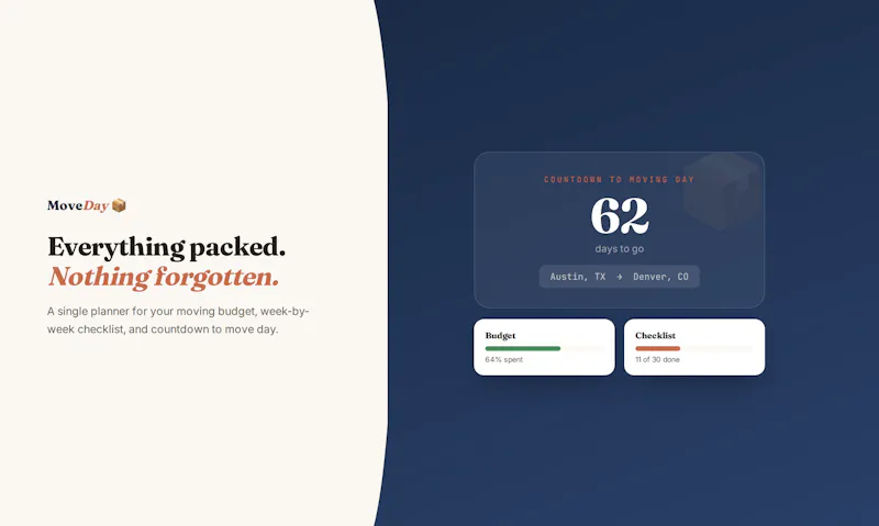 MoveDay — Moving Day Planner screenshot 1