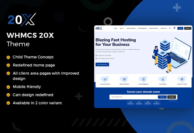 Twentyx WHMCS Тема - Twentyx WHMCS Шаблон области клиента медиа 1