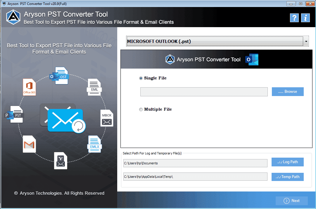 وسائط Outlook PST Converter - تحويل Outlook PST إلى MSG و Mbox و EML وتنسيقات الملفات الأخرى 2