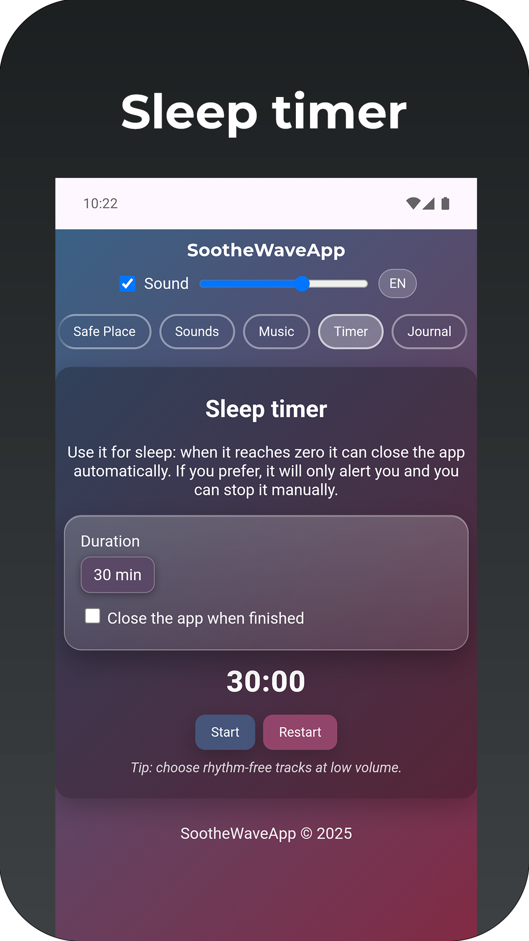 Media Soothewaveapp - Bernafas, menetap, tidur - meditasi berpandu dengan TTS 8