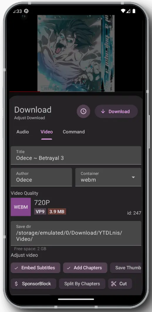 Ytdlnis - Android Video/Audio Downloader-App mit YT-DLP Medien 3