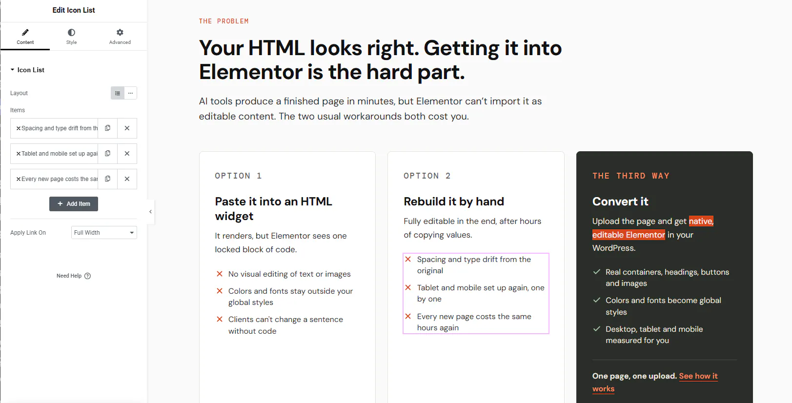 HTML to Elementor Converter gallery image