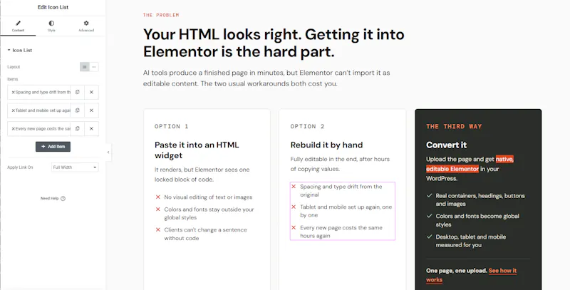 HTML to Elementor Converter screenshot 7