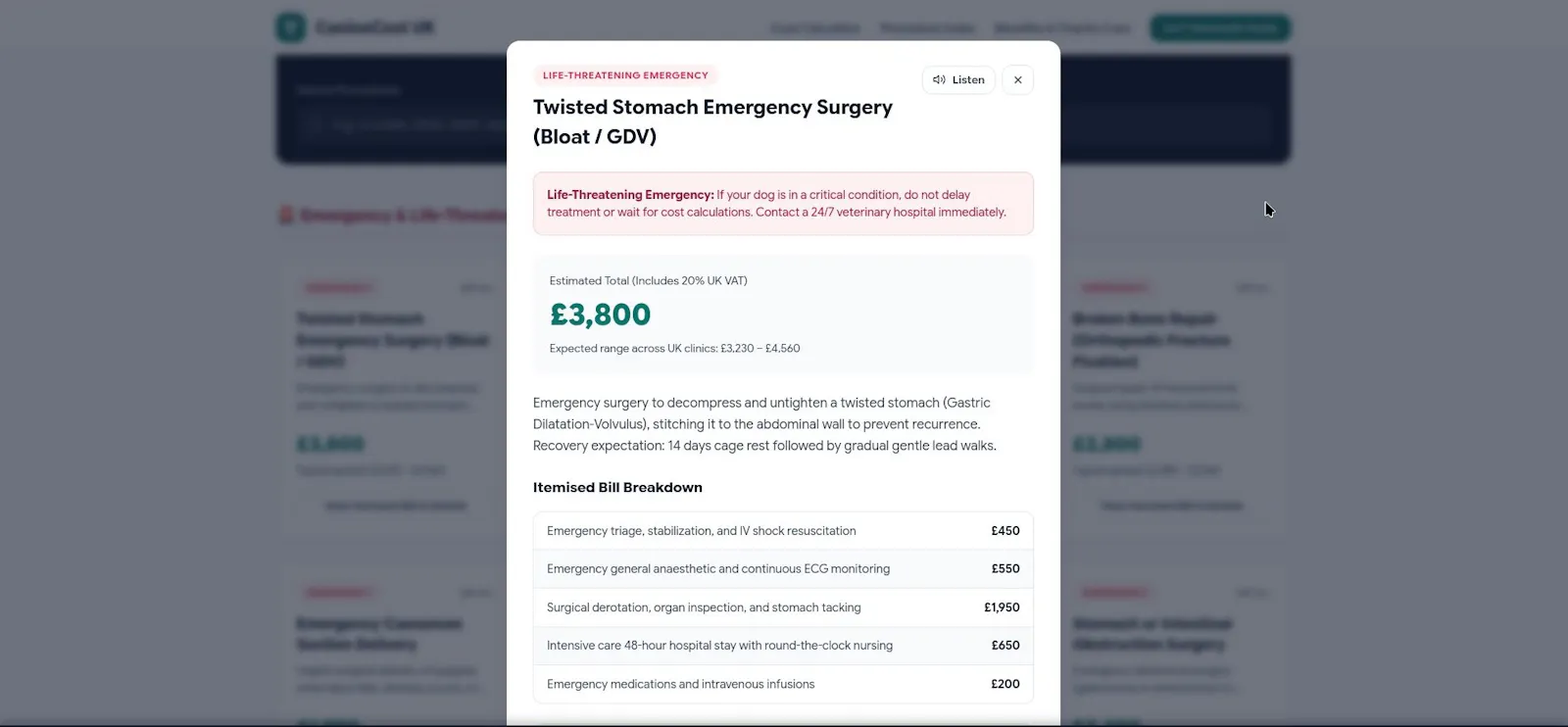 CanineCost UK — Vet Surgery Cost... screenshot 4