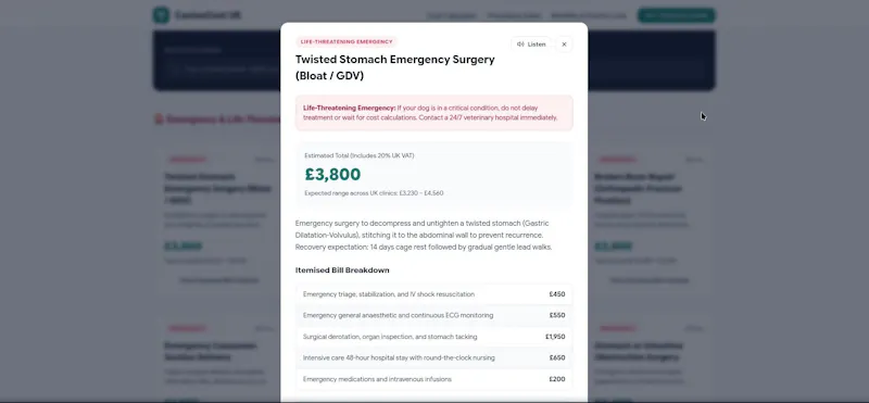 CanineCost UK — Vet Surgery Cost... screenshot 4