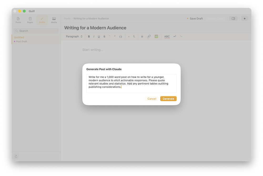 Quill — Native WordPress App for macOS gallery image