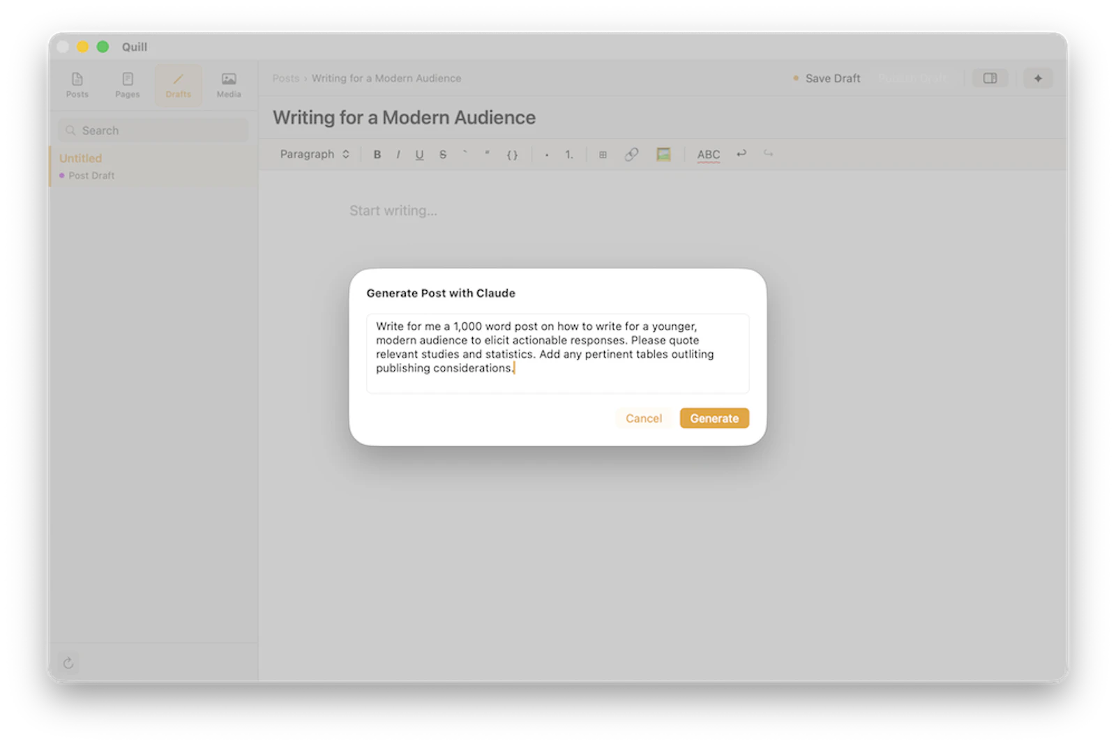 Quill — Native WordPress App for macOS screenshot 3