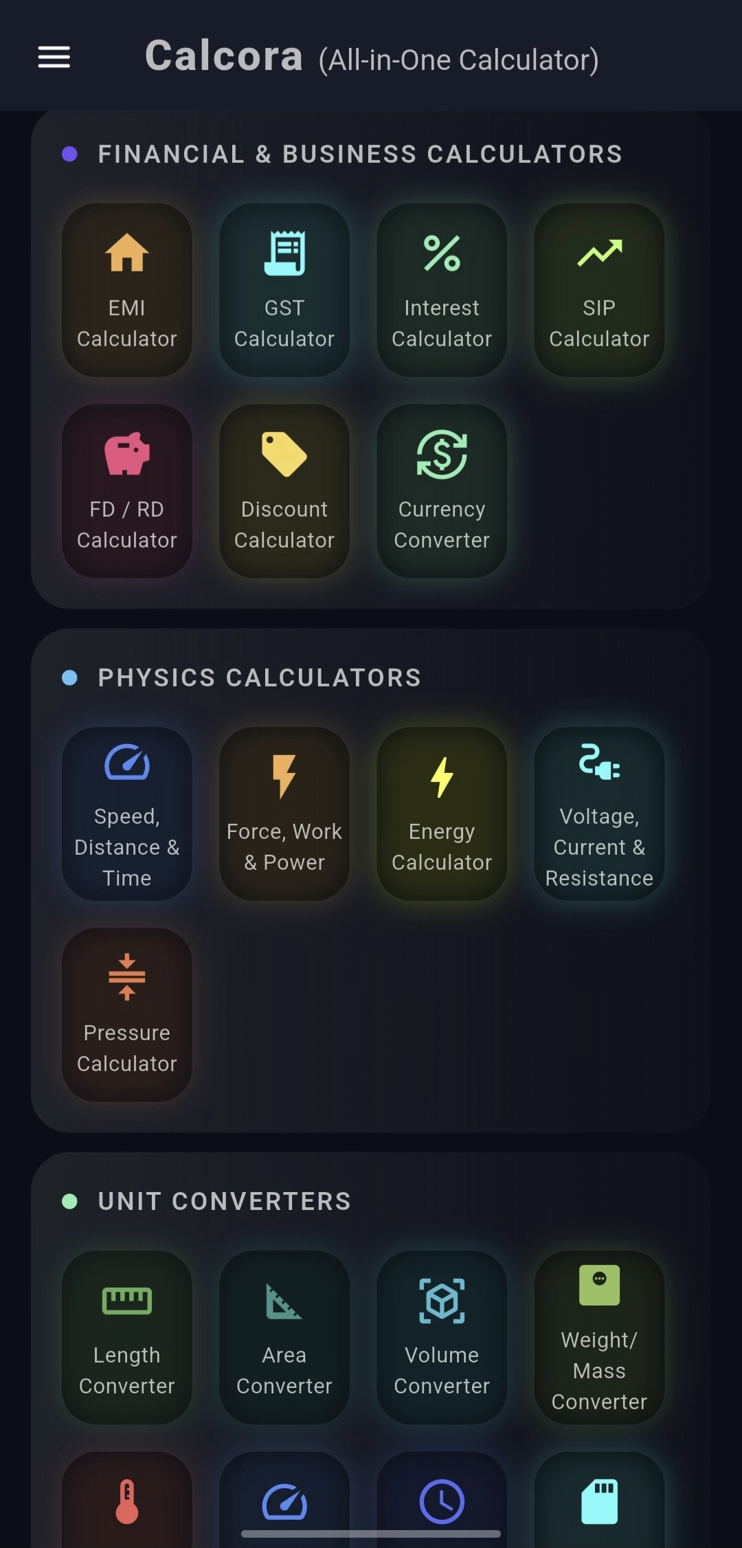 Calcora - Main product screenshot demonstrating key features and user interface