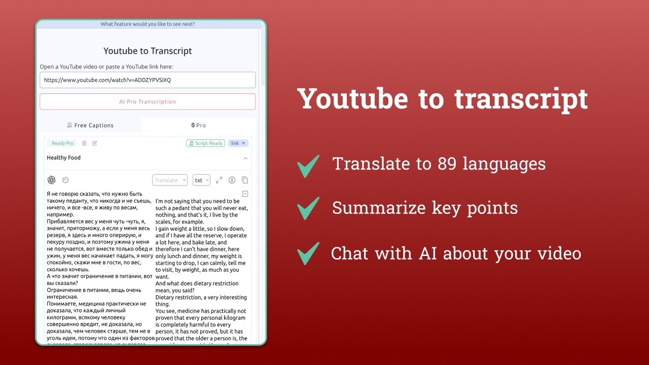 Youtube to transcript gallery image