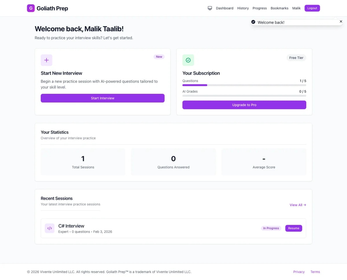 GoliathPrep - Screenshot 2 showing product features and functionality