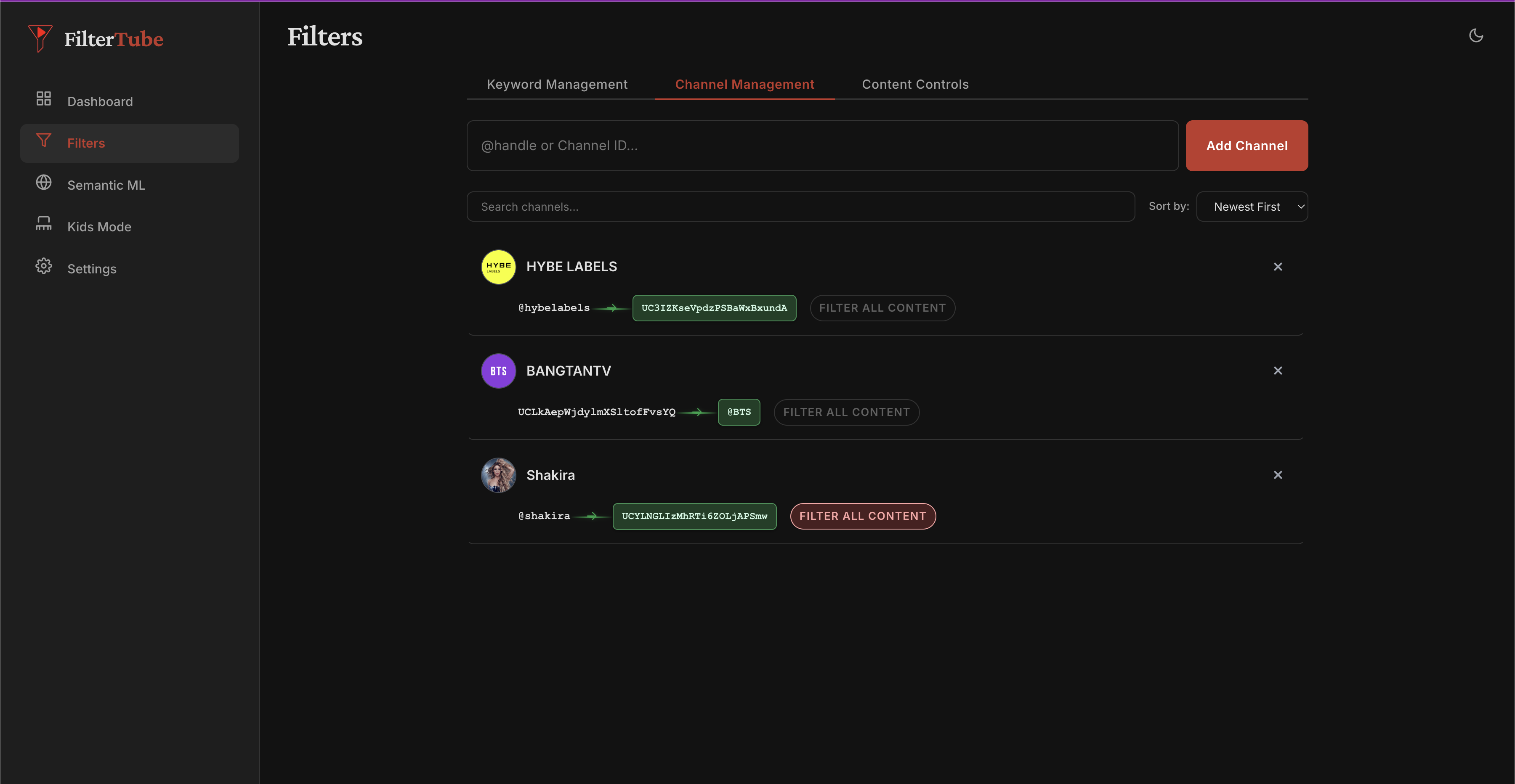FilterTube - Screenshot 2 showing product features and functionality