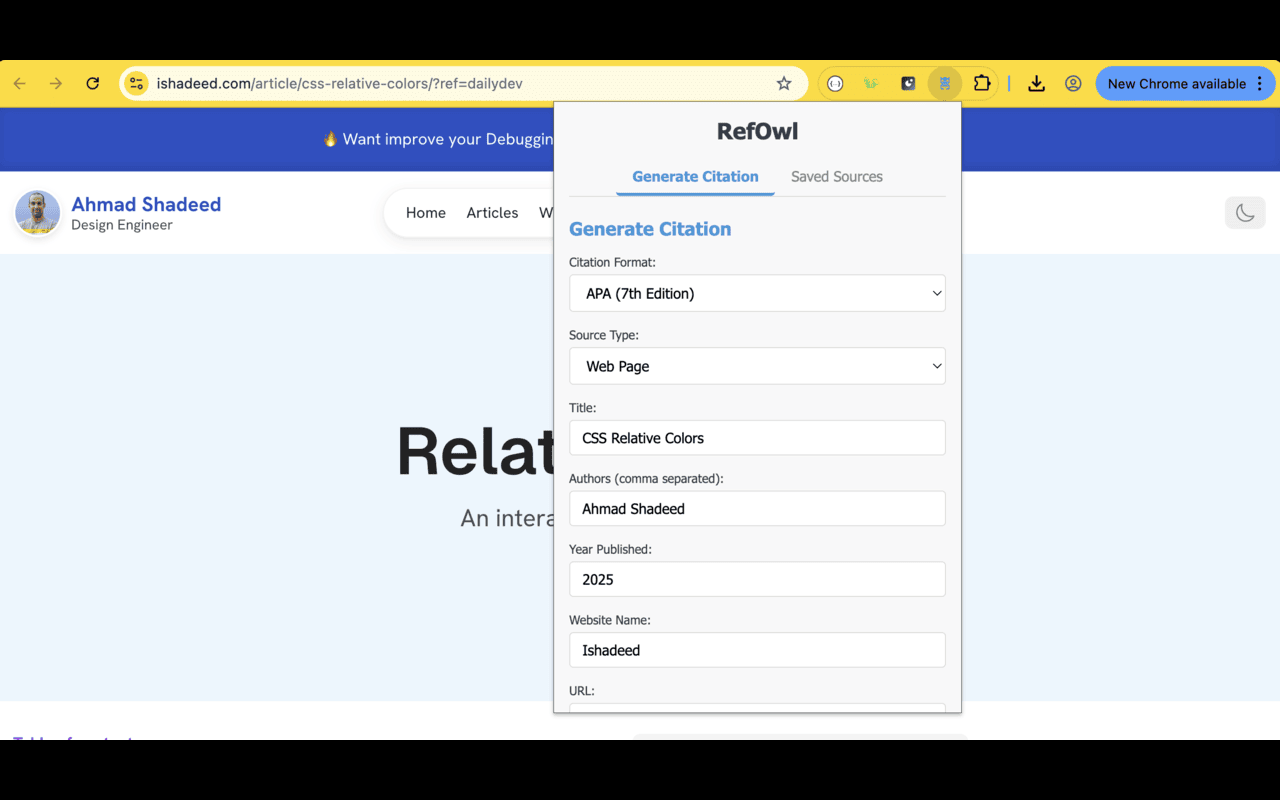 RefOwl - Effortless Citation Tool - Citation & research organizer for students media 3