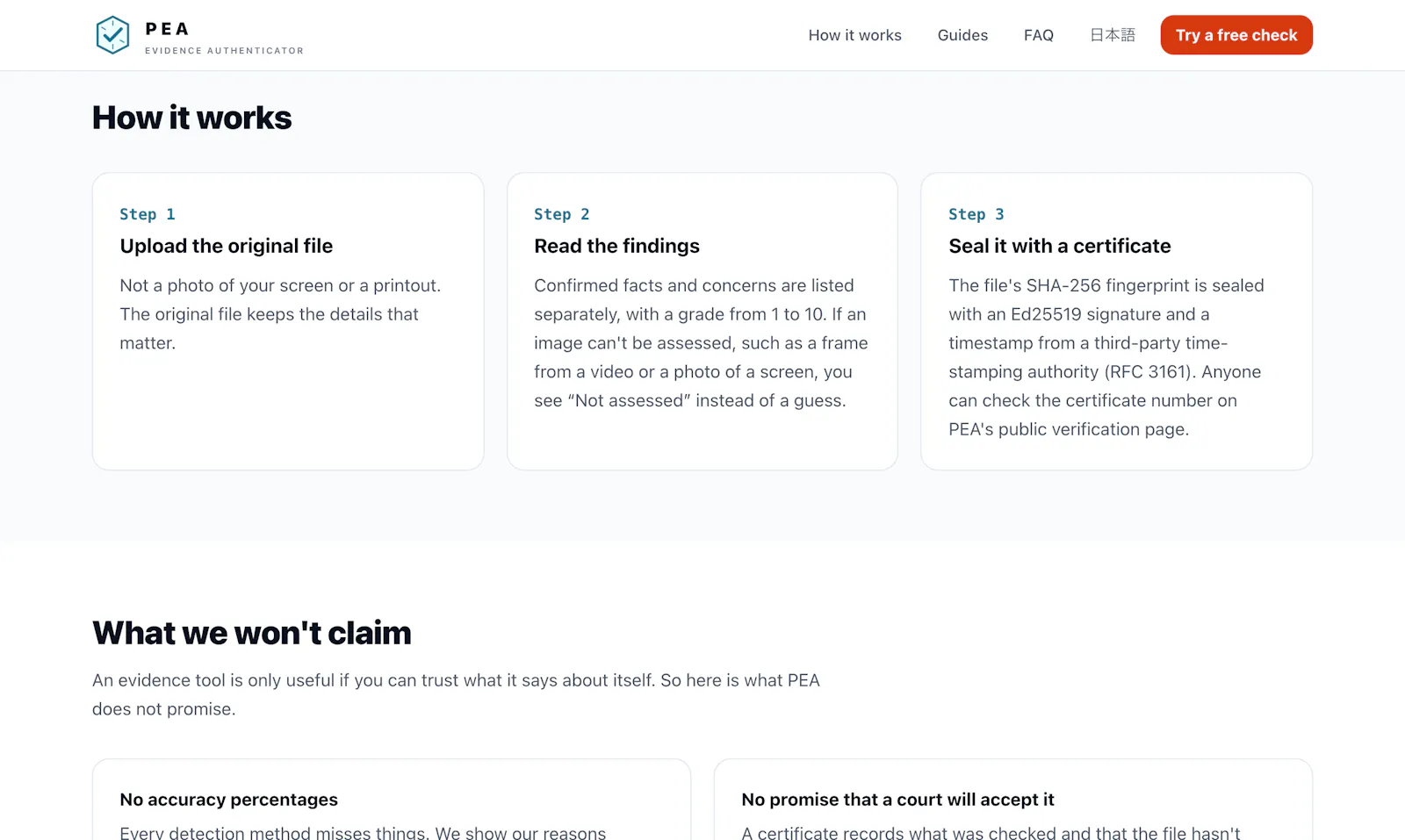 PEA – Evidence Authenticator screenshot 3
