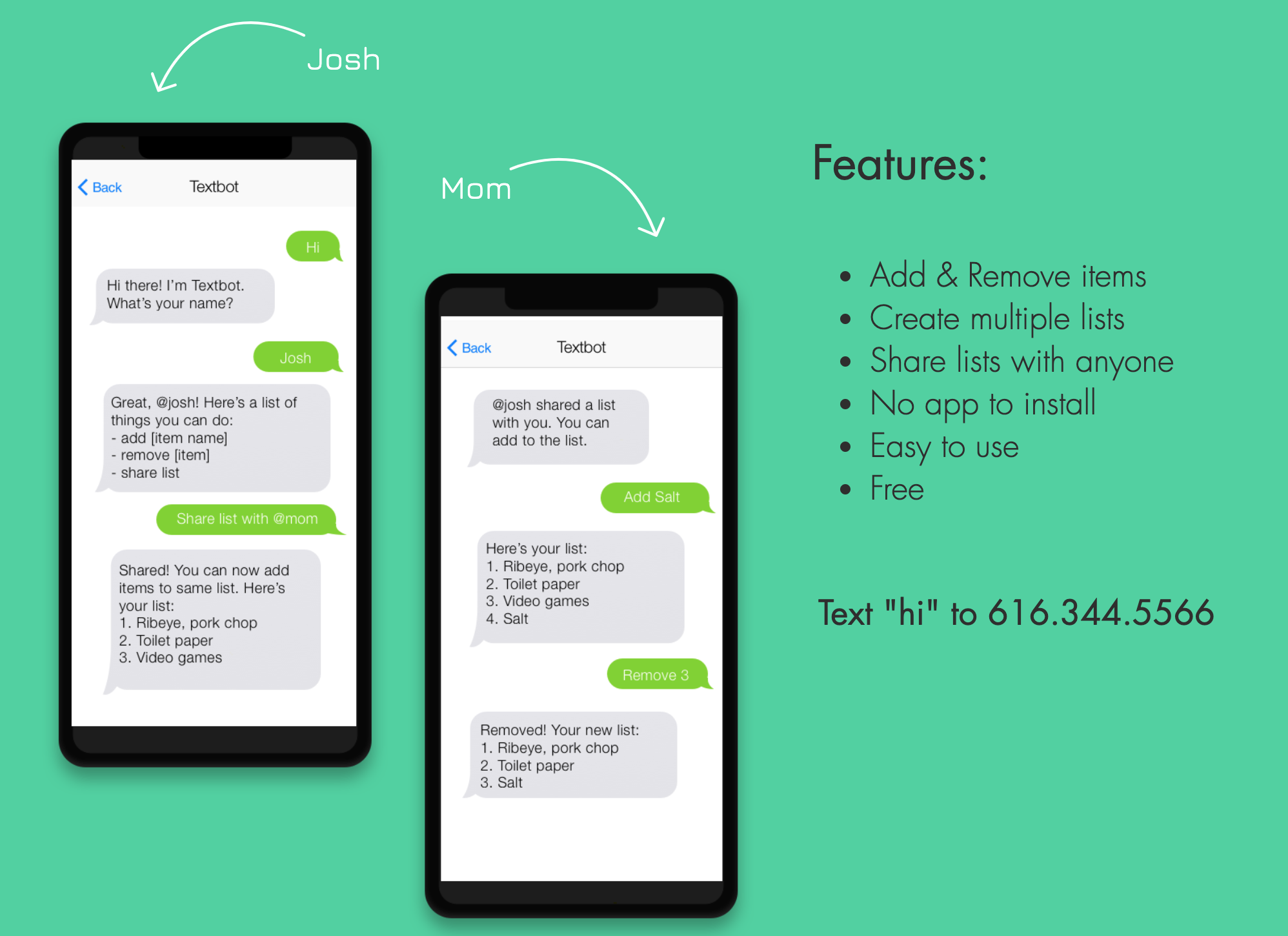 Text-message bot for sharing to-do lists gallery image