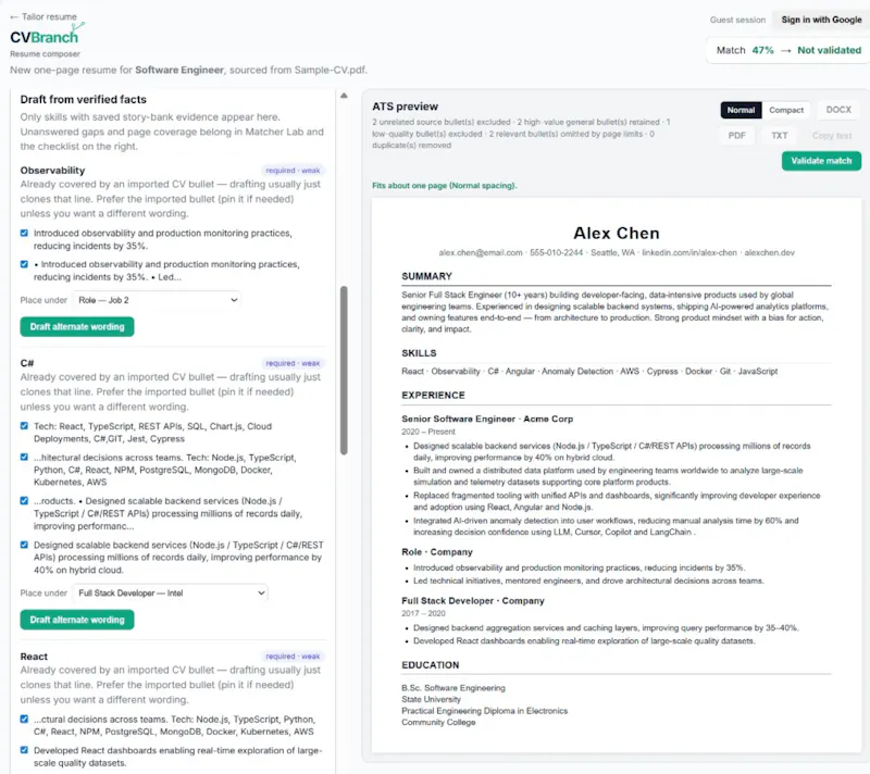 CVBranch screenshot 2