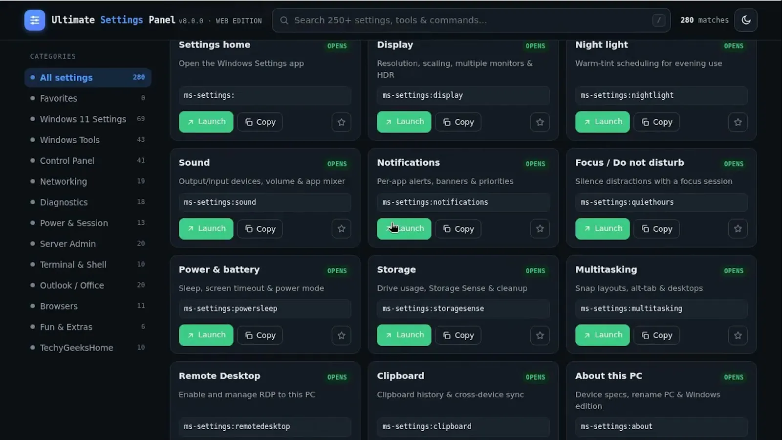 Ultimate Settings Panel screenshot 1 (video preview)