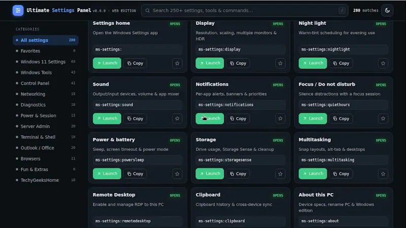 Ultimate Settings Panel screenshot 1 (video preview)