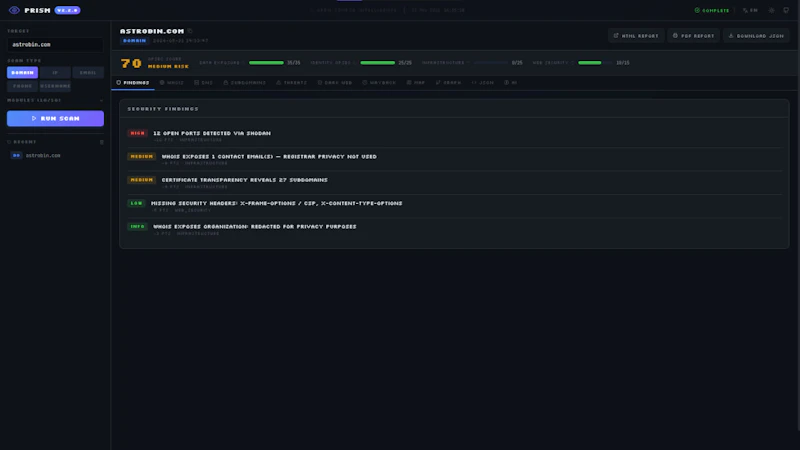 Prism - All-in-one OSINT platform screenshot 4