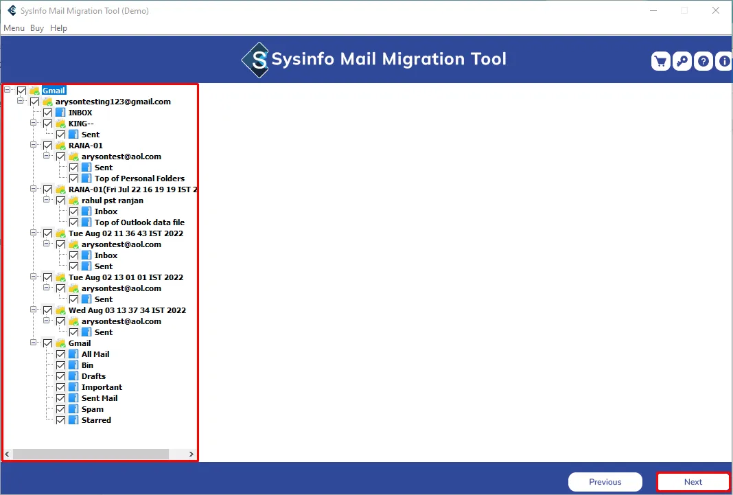 Herramienta de migración de correo de Sysinfo media 4