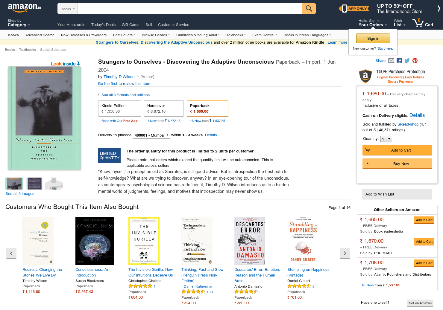 Strangers to Ourselves - Discovering the Adaptive Unconscious