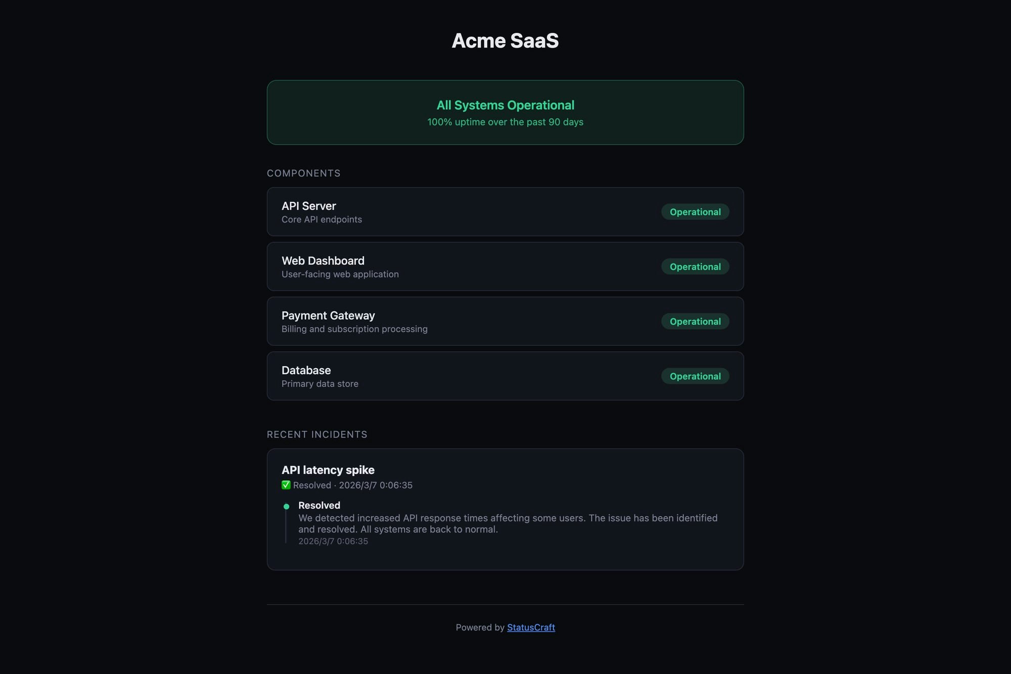 StatusCraft – Beautiful Status Pages