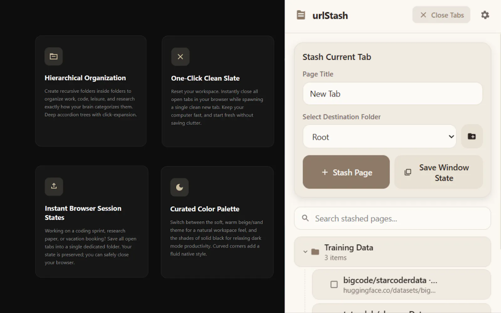 urlStash — Browser extension screenshot 3