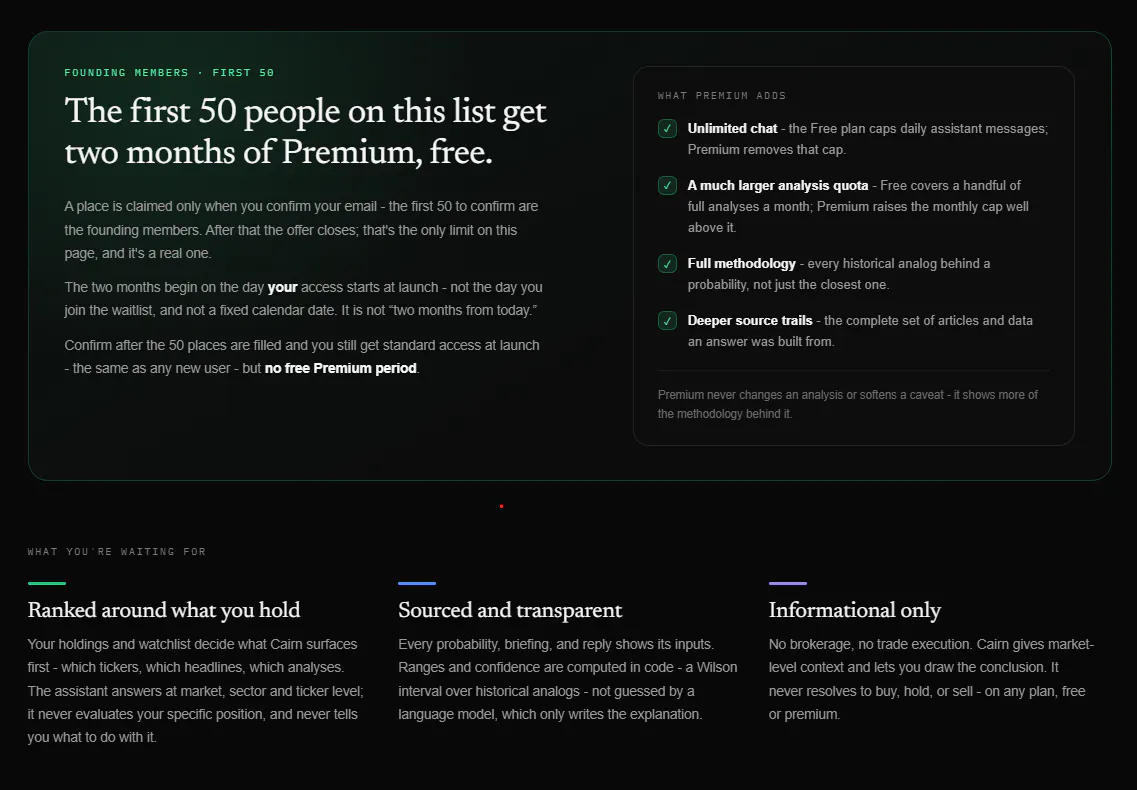Join the waitlist · Cairn 截图 2